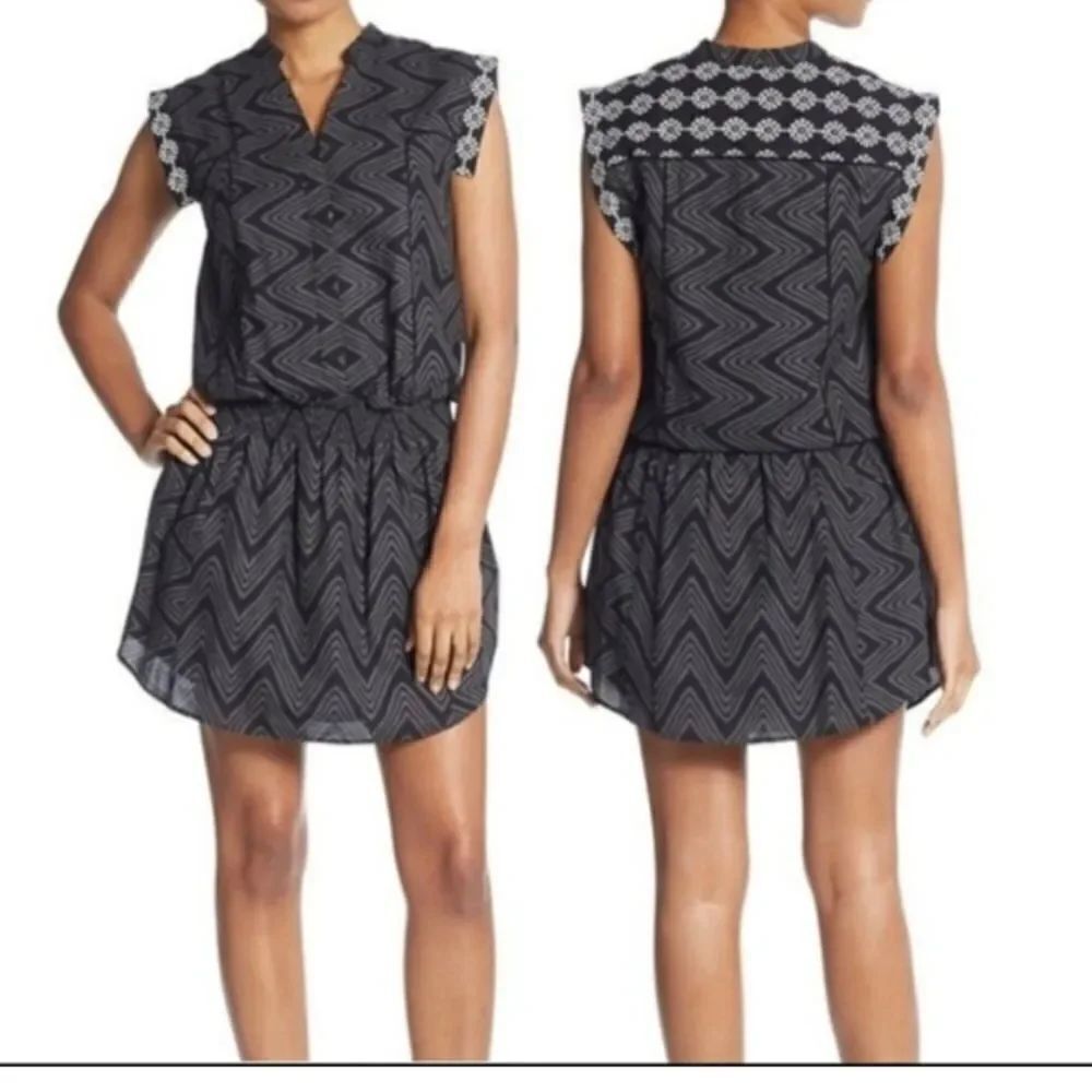 Rebecca minkoff Hellena mini dress button front elastic waist sz small euc